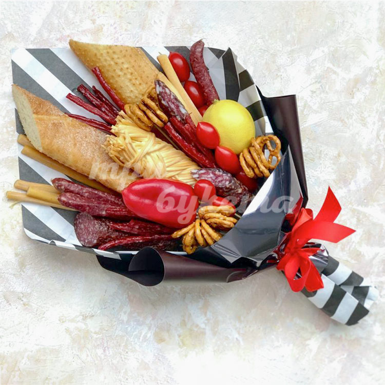 Пивчики с багетом и сыром в букете